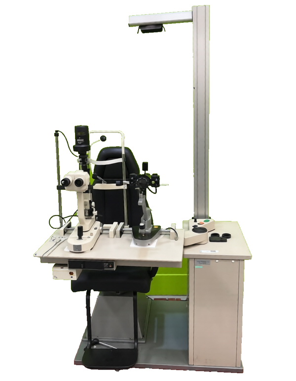 Meccanottica Mazza Ophthalmic Workstation w/ Nikon NS-1 Slit Lamp & Haag-Streit