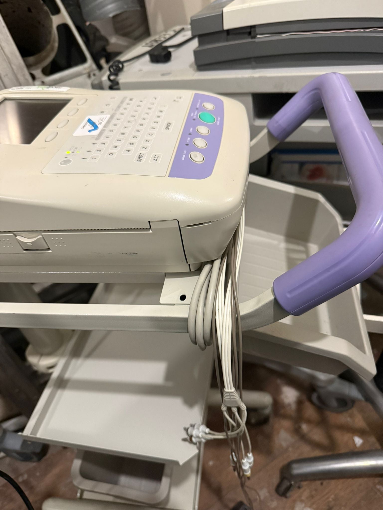 NIHON KOHDEN CARDIOFAX M ECG-1350K PATIENT EKG MACHINE with ECG LEADS AND TROLLEY