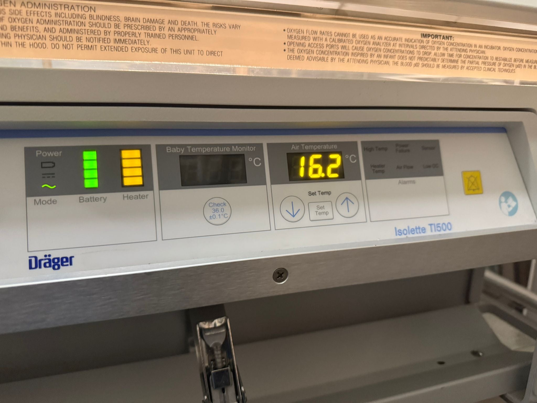 Drager Air shields TI500-1C transport incubator with accessories