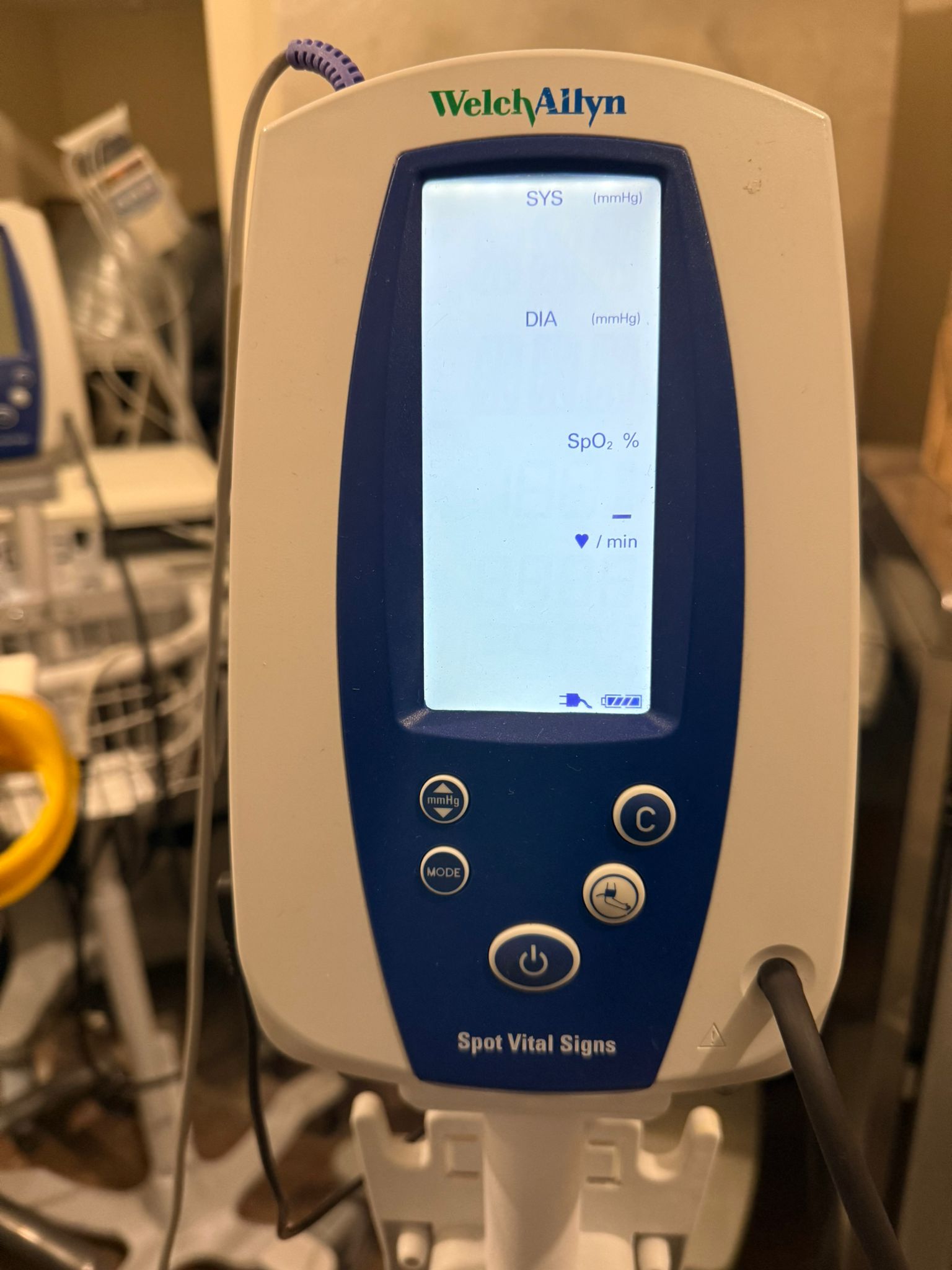 USED Welch Allyn Spot Vital Signs Patient Monitor On Stand With Accessories