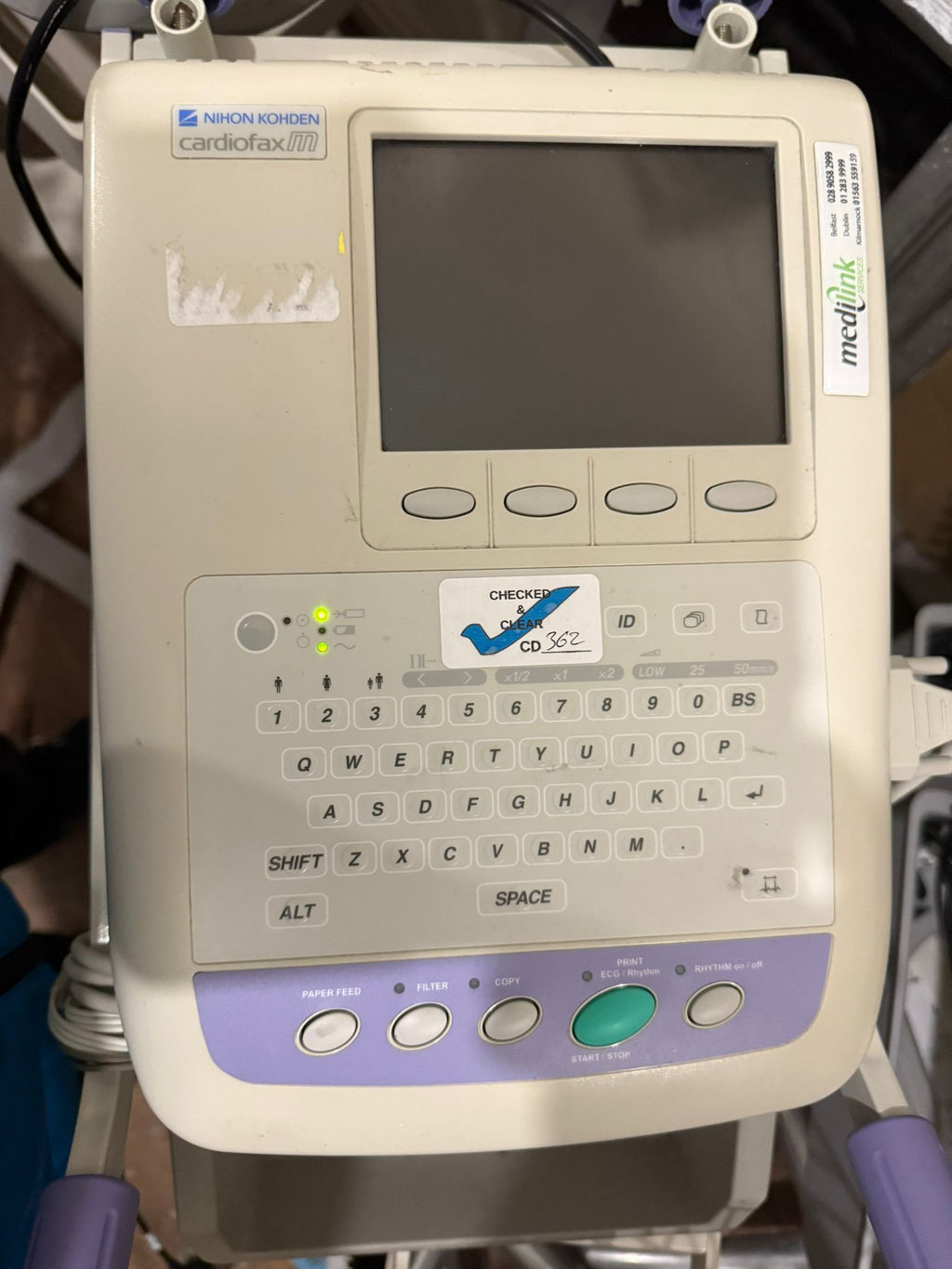 NIHON KOHDEN CARDIOFAX M ECG-1350K PATIENT EKG MACHINE with ECG LEADS AND TROLLEY