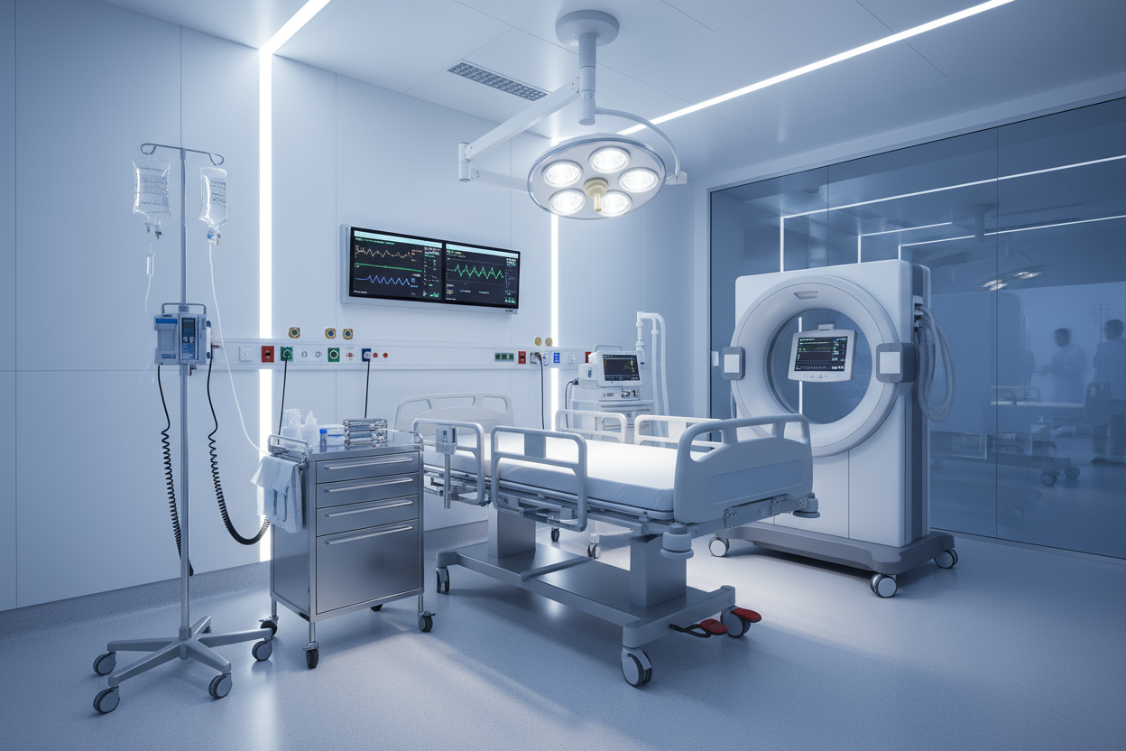 hospital equipment or hospital enviroment with lots of equipment