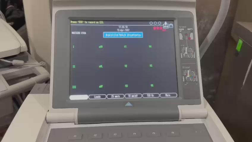 GE MAC 5500 HD ECG Machine (Powers Up) with ECG Lead on Stand